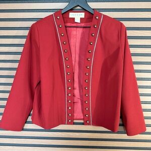 Double D Ranch Red Open-Front Stud-Trim Blazer